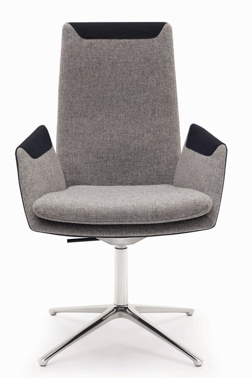 Cordia Drehstuhl mit hohem Rücken in Grau und Schwarz, ergonomischer Bürostuhl mit Drehfuß.